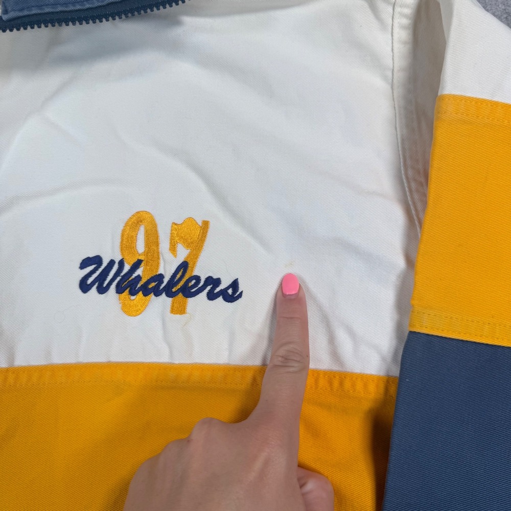 Barbarian Rugby Wear Jacket Mens Large Blue Vintage 90s Colorblock Whalers - Picture 6 of 13